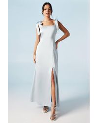 Oasis - Petite Satin Tie Shoulder Midi Bridesmaid Dress - Lyst