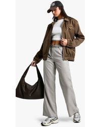Boohoo - Tonal Contrast Flannel Straight Leg Pants - Lyst