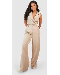 Boohoo - Petite Tailored Wide Leg Trouser - Lyst