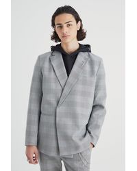 Boohoo - Relaxed Fit Wrap Front Pow Flannel Blazer - Lyst