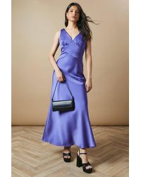 Oasis - Occasion Velvet Tie Satin Maxi Dress - Lyst