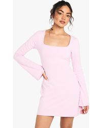 Boohoo - Cotton Square Neck A- Line Mini Dress - Lyst