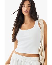 Boohoo - Top Sin Mangas De Canalé Con Bordado Cuadrado Dsgn - Lyst