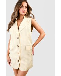 Boohoo - Stripe Sleeveless Oversized Blazer Dress - Lyst