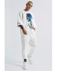 Boohoo - Oversize Sweatshirt-Trainingsanzug mit Print - Lyst