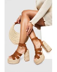 Boohoo - Cut Out Detail Espadrille 2 Part Heels - Lyst