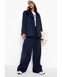 Boohoo Slouchy Relaxed Fit Tailored Pants - Blue