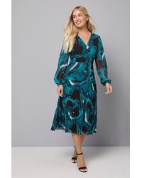 Wallis - Petite Printed Chiffon Button Detail Midi Dress - Lyst