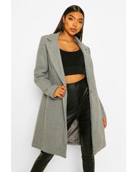 Boohoo Abrigo De Lana Tall - Gris