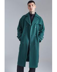 BoohooMAN - Double Breasted Storm Flap Overcoat - Lyst