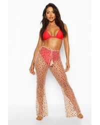 Boohoo Dobby Mesh Beach Trousers - Red