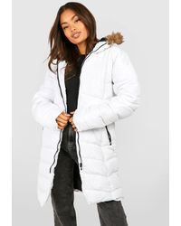 Boohoo - Faux Fur Hooded Panelled Parka Coat - Lyst