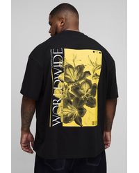 BoohooMAN - Plus Oversize T-Shirt mit floralem Worldwide-Print - Lyst