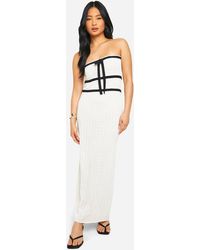 Boohoo - Petite Knit Contrast Binding Bandeau Maxi Dress - Lyst