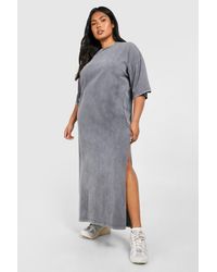 Boohoo - Plus Acid Wash Oversized Midaxi T-shirt Dress - Lyst