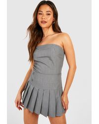Boohoo - Pinstripe Pleated Micro Mini Skirt - Lyst