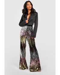 Boohoo - Petite Ombre Sequin Flare Trouser - Lyst