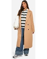 Boohoo - Oversized Shoulder Pad Wool Look Coat - Lyst