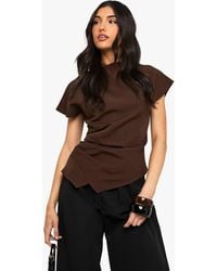Boohoo - Woven Ruched Side Split Top - Lyst