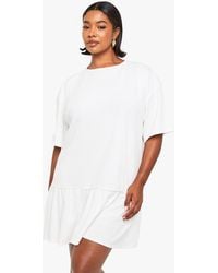 Boohoo - Plus Rib Drop Hem Smock Dress - Lyst
