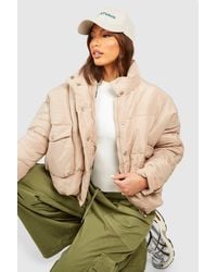 Boohoo - Tall Padded Oversized Cropped Puffer Jacket - Lyst