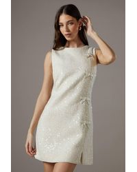 Coast - Sequin Boucle Shift Dress With Bows - Lyst