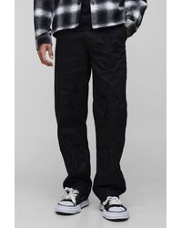 Boohoo - Tall Fixed Waist Cross Applique Relaxed Pants - Lyst