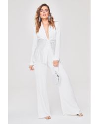 Boohoo Premium Tailored Wide Leg Trouser - White