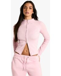 Boohoo - Rib Zip Through Top - Lyst