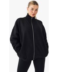 Boohoo - Funnel Neck Zip Through Oversized Bomber Sweatshirt - Lyst