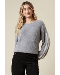Dorothy Perkins - Stripe Sleeve Cosy Crew Neck Sweater - Lyst