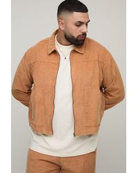 Boohoo - Plus Washed Cord Relaxed Boxy Worker Jacket - Lyst