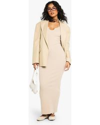 Boohoo - Basic Rib Notch Maxi Dress - Lyst