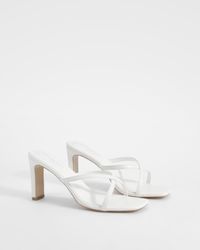 Boohoo - Wide Fit Crossover Strap Heeled Mules - Lyst