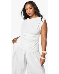 Boohoo - Plus Cowl Front Asymetric Top - Lyst