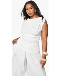 Boohoo - Plus Cowl Front Asymetric Top - Lyst
