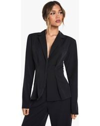 Boohoo - Cinched Wrap Over Blazer - Lyst