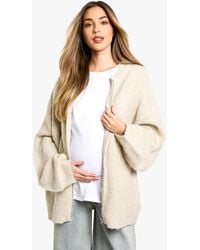 Boohoo - Maternity Borg Knitted Oversized Bomber Jacket - Lyst
