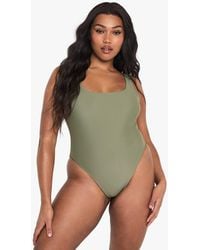 Boohoo - Plus Swimwear Essentials Square Neck Swimsuit - Lyst
