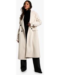 Boohoo - Oversized Cuff Detail Wool Look Coat - Lyst