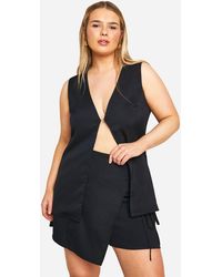 Boohoo - Plus Hook And Eye Waistcoat And Skort Co-Ord - Lyst