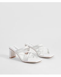 Boohoo - Wide Width Strappy Low Block Heeled Mules - Lyst