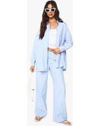Boohoo - Stripe Drawstring Waist Wide Leg Trousers - Lyst