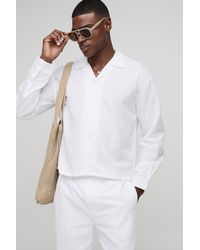 BoohooMAN - Oversized Boxy Drop Revere Linen Blend Shirt - Lyst