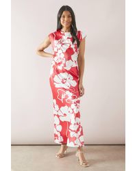 Wallis - Printed Satin Bias Cut Skirt - Lyst
