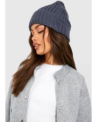 Boohoo - Chunky Ribbed Knit Beanie - Lyst