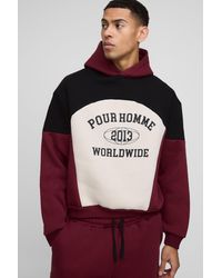 Boohoo - Oversized Boxy Colour Block Pour Homme Hoodie - Lyst