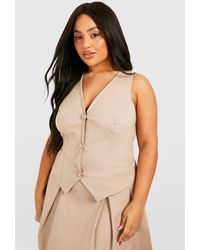 Boohoo - Plus Pinstripe Button Front Waistcoat - Lyst