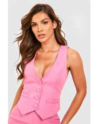 Boohoo - Fitted Plunge Front Tailored Tank - Lyst