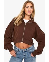 Boohoo - Boxy Balloon Sleeve Oversized Zip Through Hoodie - Lyst
